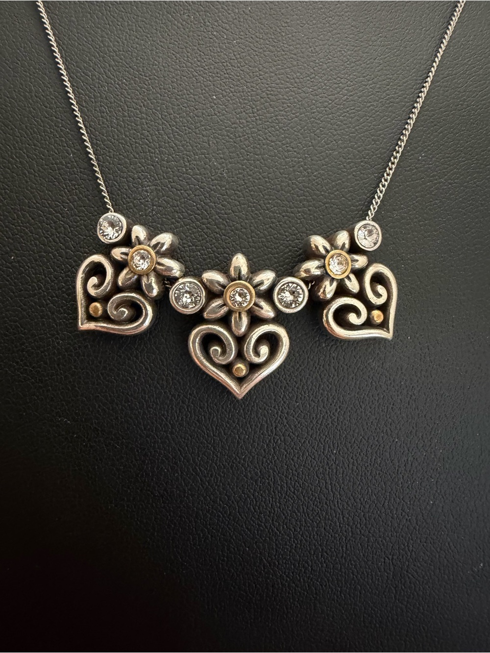 NWT Brighton Triple Heart Two Tone Necklace